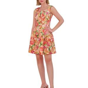 NWT Vince Camuto Pink & Yellow Floral Fit & Flare Dress- Size 6